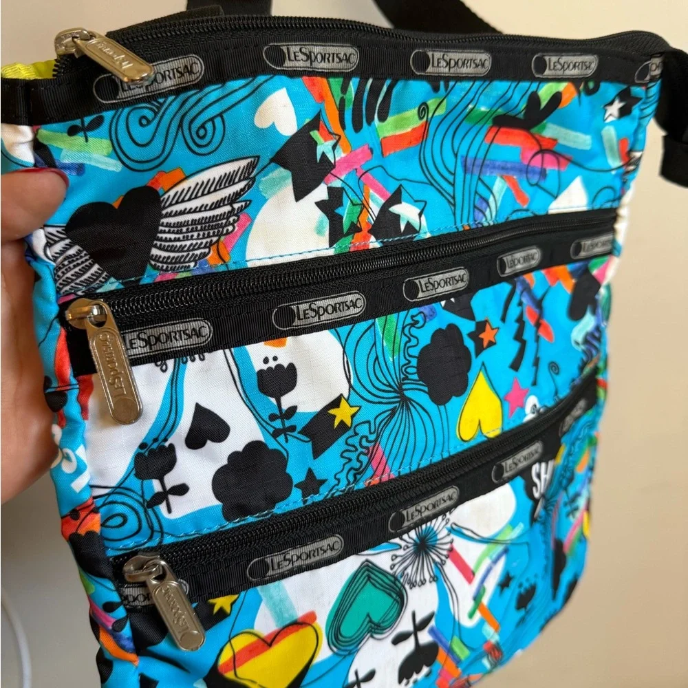 Lesportsac Turquoise Graphic Messenger Bag with Multicolor Accents - Picture 5 of 11